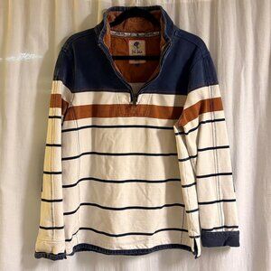 Fat Face The Airlie 1/4 Zip Pullover Large Striped Colorblock Coastal Preppy